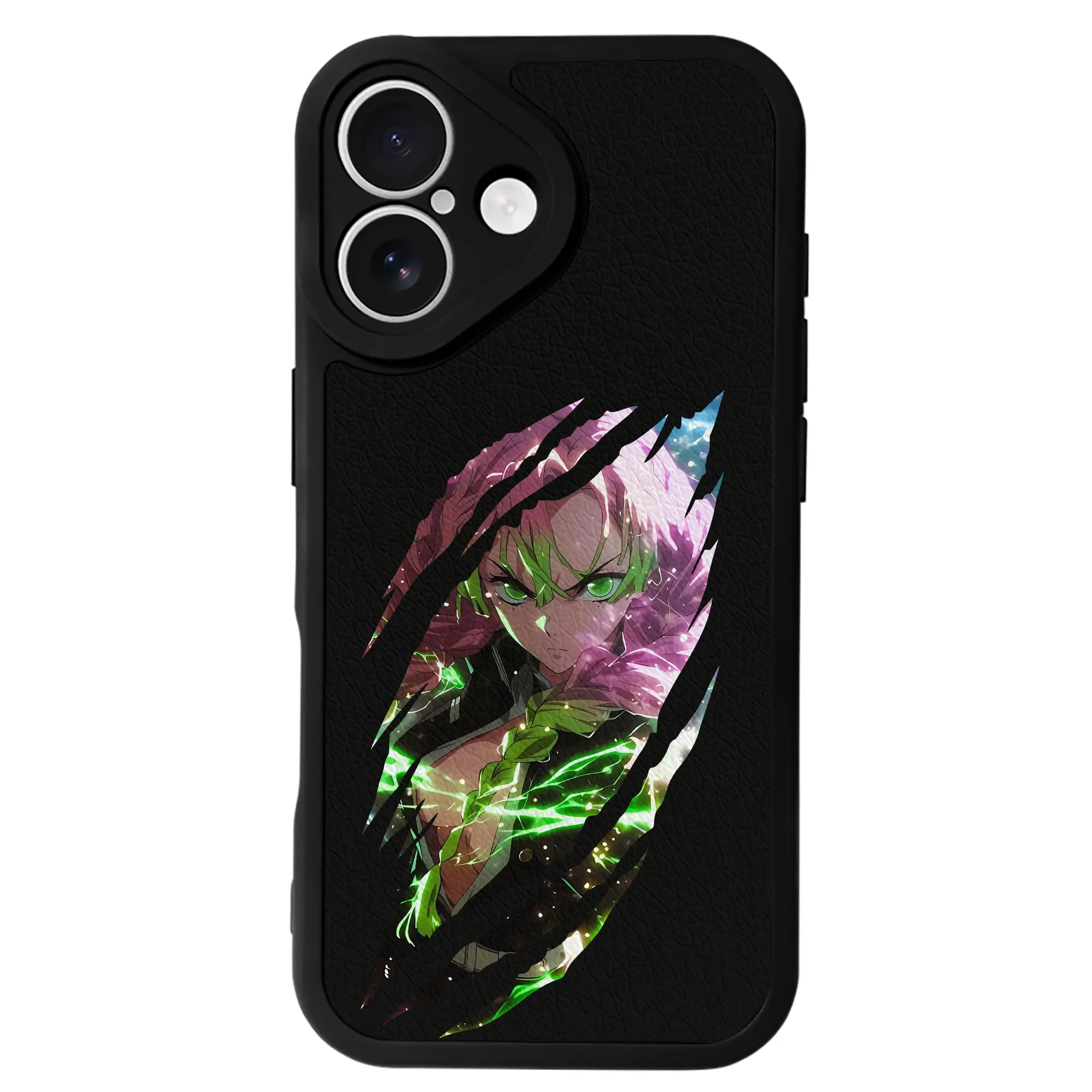 鬼滅の刃 グッズ,甘露寺 蜜璃 - IPhone 16シリーズ対応 ・ シリコンスマホケース ・ レザー調 ・ 高精度フィット ・ 耐衝撃 ・ ワイヤレス充電対応 ・ 精密カット